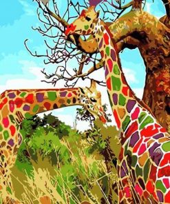 Colored Giraffe paint by numbers