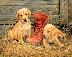 Dogs with a shoe Paint by numbers