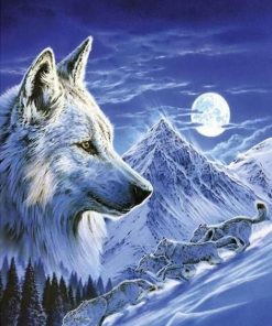 Full moon wolf paint by numbers