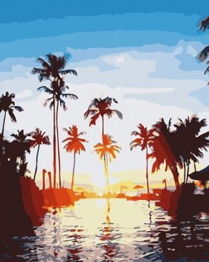 Palm Tree Sunset paint by numbers