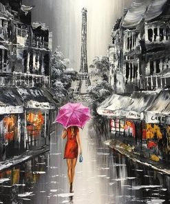 Lady Walking On The Street of Paris paint by numbers