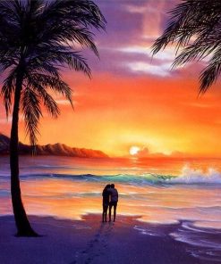 Lovers in Beach Sunset paint by numbers
