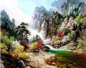 Mountain Peaks River paint by numbers