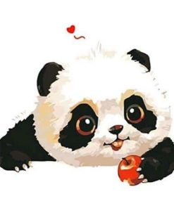 Panda Whit a Apple paint by numbers