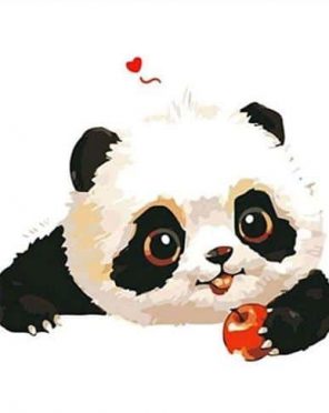 Panda Whit a Apple paint by numbers