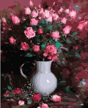 Pink Flowers paint by numbers