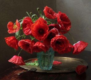 Red Poppies Vase paint by numbers