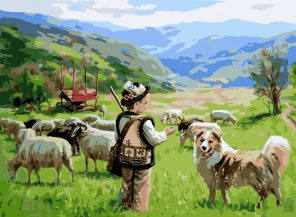 Shepherd Boy with Herd paint by numbers