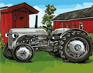 grey tractor paint by numbers