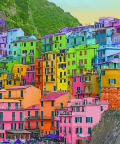 Colorful Buildings Italy paint by numbers