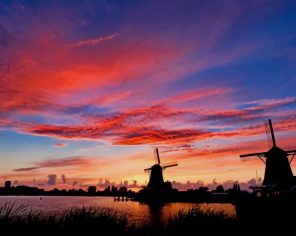 Silhouette Windmills paint by numbers