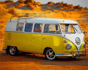 Yellow VW Bus paint by numbers