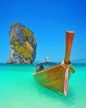 Boat In Ko Poda Island Thailand Paint by numbers