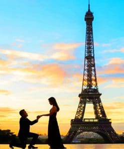 Marriage Proposal In Paris Silhouette paint by numbers