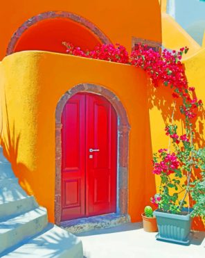 Yellow House Santorini paint by numbers