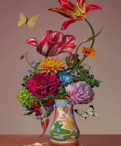 Aesthetic Vase And Colorful Flowers Paint by numbers