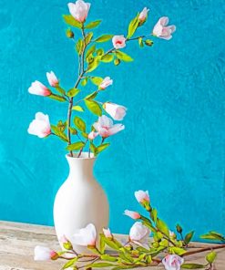 Aesthetic White Vase Of Flowers Paint by numbers