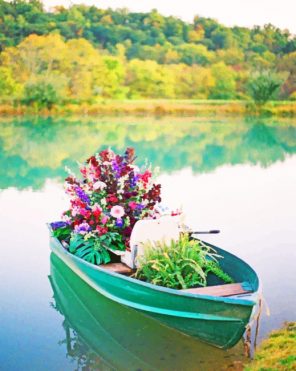 Boat With Flowers paint by numbers