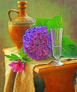 Flowers And Cup Of Water Still Life paint by numbers