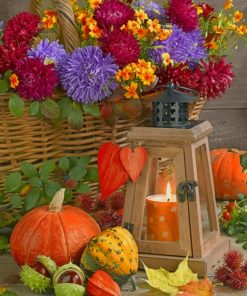 Flowers And Pumpkin paint by numbers