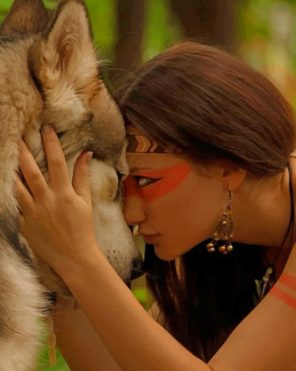 Jungle Woman And Her Wolf paint by numbers