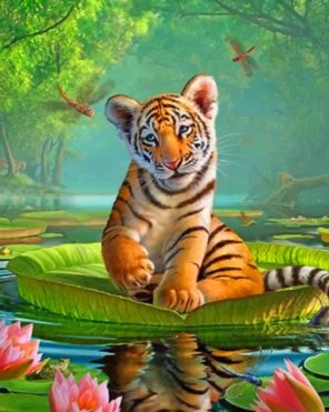 Little Tiger Water Reflection paint by numbers