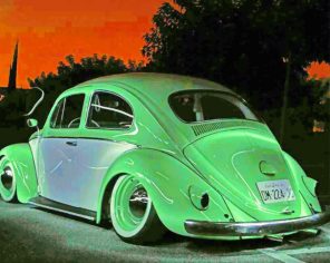 Mint Green VW Bug paint by numbers