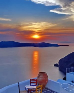 Santorini Greece Sunset Paint by numbers