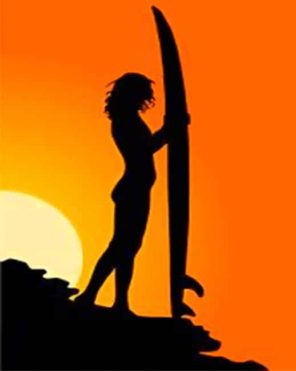 Surfer Silhouette Paint by numbers