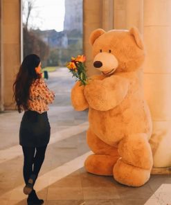 Teddy Bear Giving Flowers To A Lady paint by numbers
