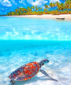Tropical Beach Sea Turtle paint by numbers