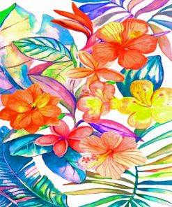 Bright Tropical Flowers Paint by numbers