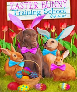 Easter Bunny Training School Paint by numbers