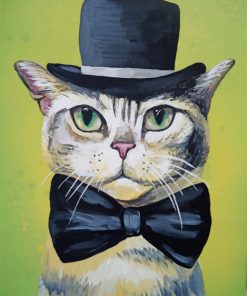 Cat With Tie and Hat paint by numbers