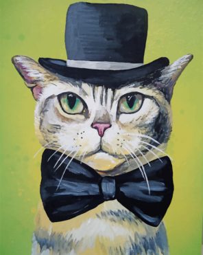 Cat With Tie and Hat paint by numbers