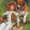 Little Girl With Pets paint by number