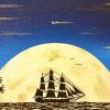 Pirate Ship Moon Rise paint by numbers