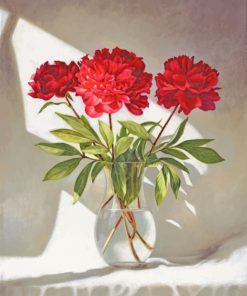 Red Peonies in Glass paint by number