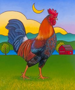 Rooster In Farm paint by number