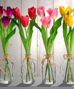 Tulips In Glass Vases paint by number