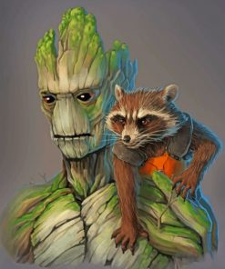groot and rocket raccoon paint by numbers