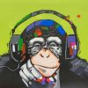 Monkey Wearing Headphones paint by numbers
