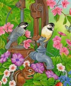 Birds And chipmunk paint by number