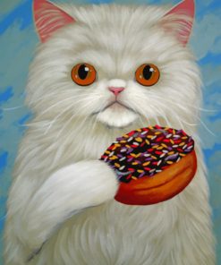 Cat Eating Donut paint by number