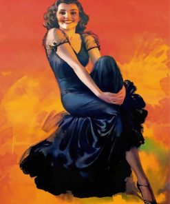 Classic Woman In Black Dress paint by numbers