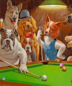 Dogs Playing pool paint by number