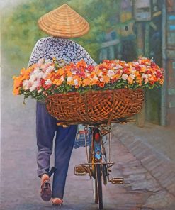Man Riding Floral Bicycle paint by numbers