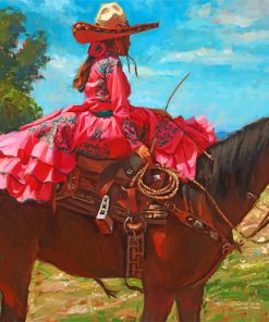 Mexican Woman On Horse paint by numbers