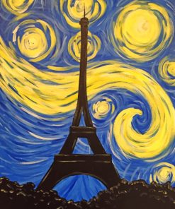 Starry Night Eiffel Tower paint by numbers