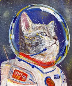 Astronaut Cat piant by numbers